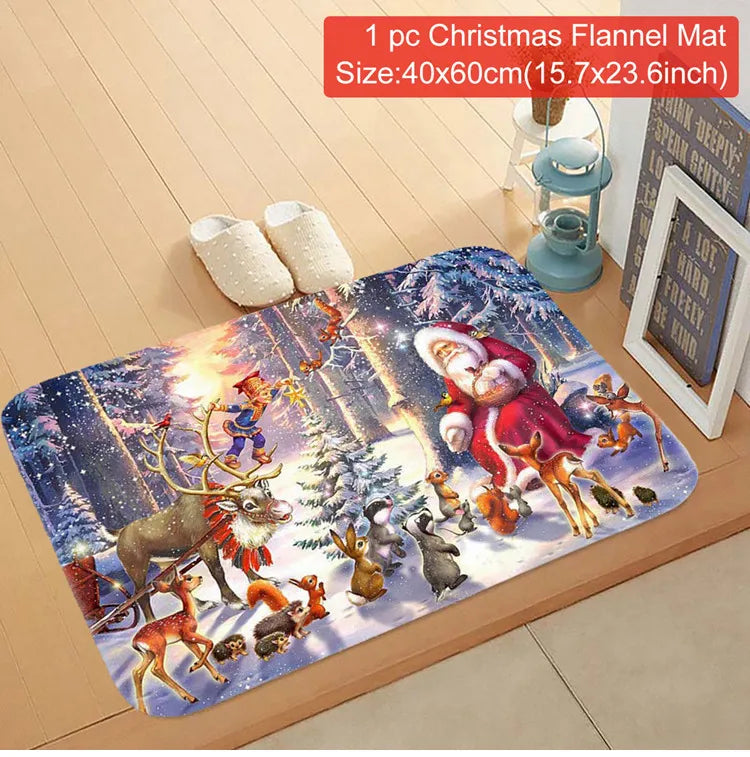 Christmas Door Mat Santa Claus Carpet Merry
