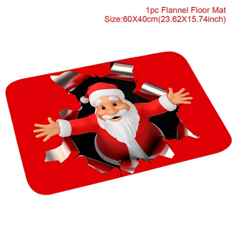 Christmas Door Mat Santa Claus Carpet Merry