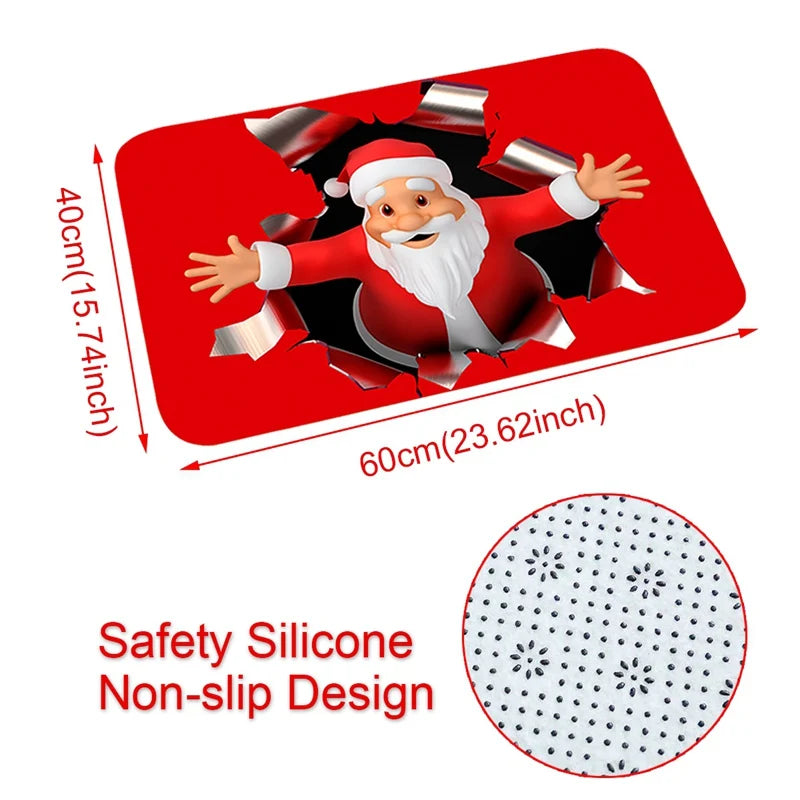 Christmas Door Mat Santa Claus Carpet Merry