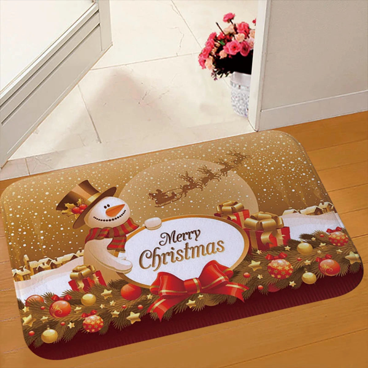 Christmas Door Mat Santa Claus Carpet Merry