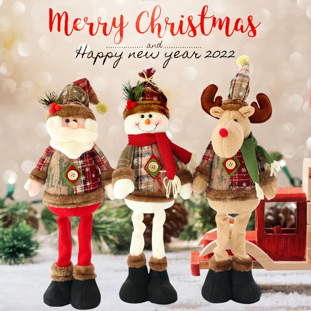 Christmas Dolls Tree Standing Santa, Snowman Reindeer
