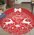 Santa Snowflake Round Holiday Rug