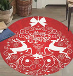 Santa Snowflake Round Holiday Rug