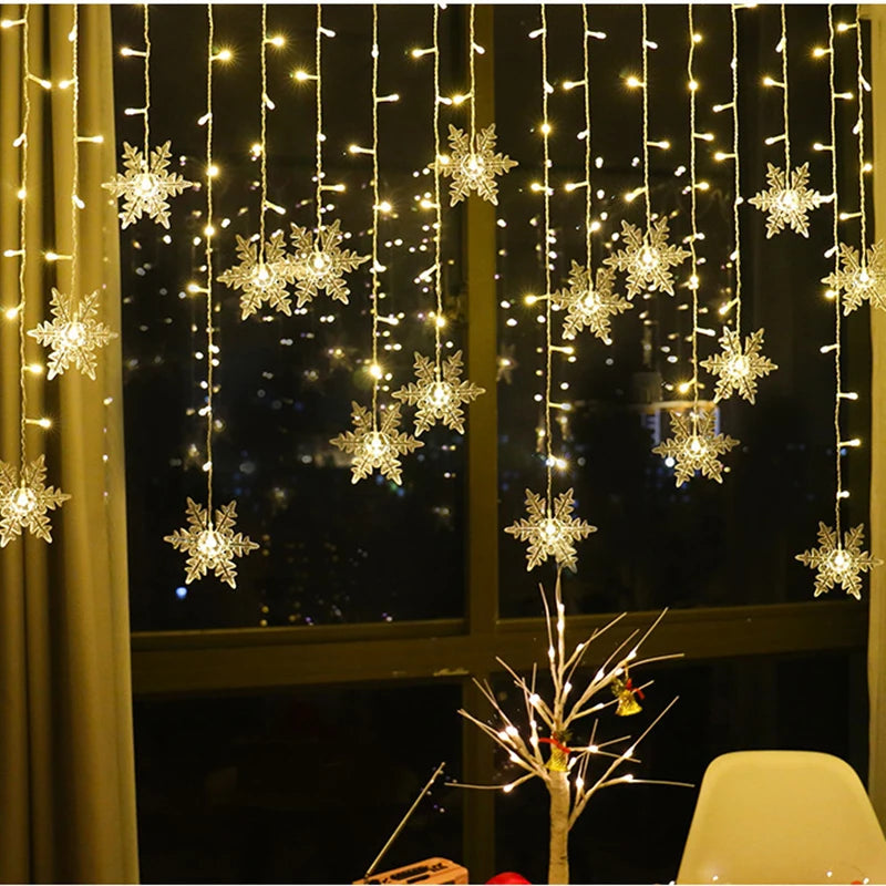 Christmas Snowflakes Flashing Curtain Holiday