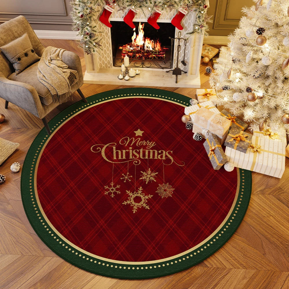 Christmas Tree Bow Round Rug