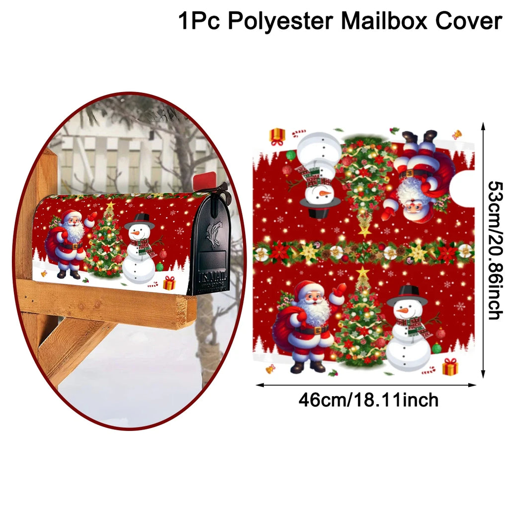 Christmas Santa Clause & Snowman Mailbox Cover