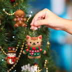 Flat Gingerbread Cat Tree Toppers Christmas Ornaments