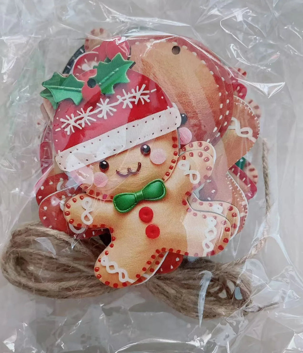 Flat Gingerbread Cat Tree Toppers Christmas Ornaments