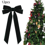 Velvet Bows Christmas Tree Decorations,Pink Large Topper