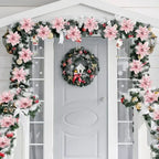 Glitter Artificial Christmas Flowers Merry Tree Ornaments