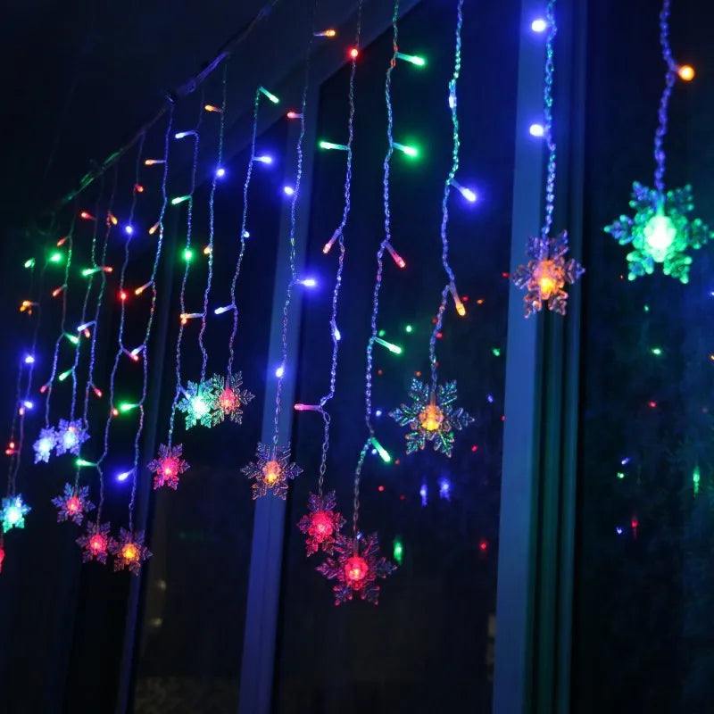 Christmas Snowflakes Flashing Curtain Holiday