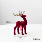 Christmas elk glitter burgundy flocked deer ornament,