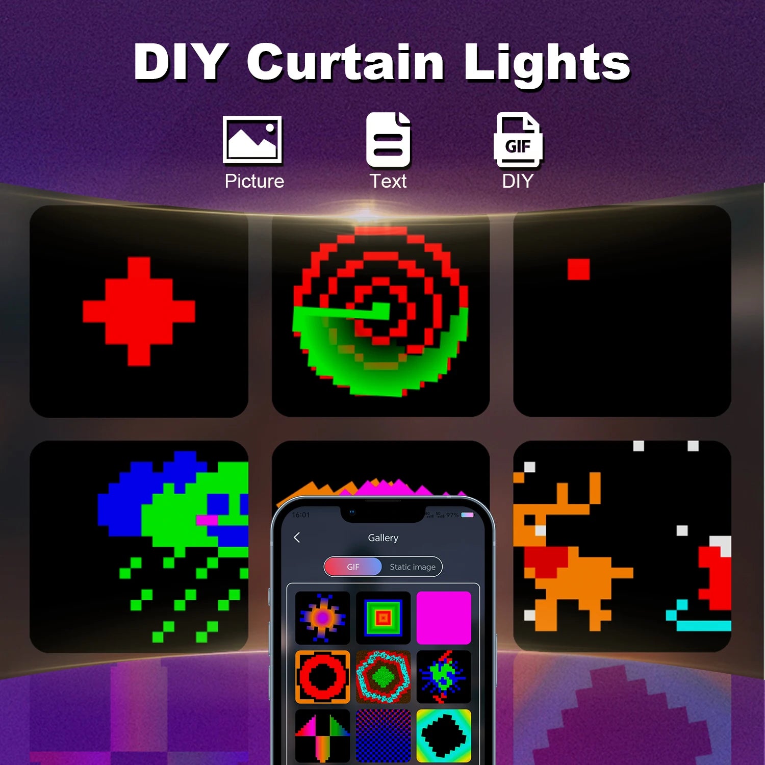 Smart Music Sync Curtain Lights