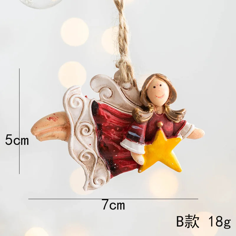 Merry Christmas Resin Santa angel Snowman Pendant