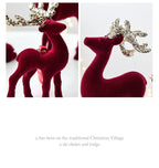 Christmas elk glitter burgundy flocked deer ornament,