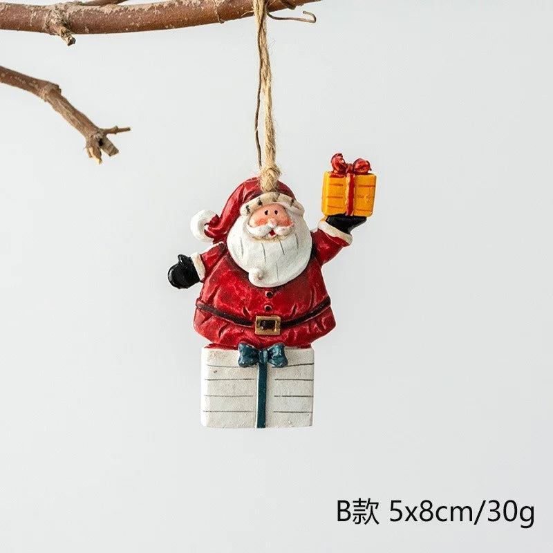 Merry Christmas Resin Santa angel Snowman Pendant