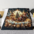 Christmas Santa Claus Sleigh Fleece Blanket