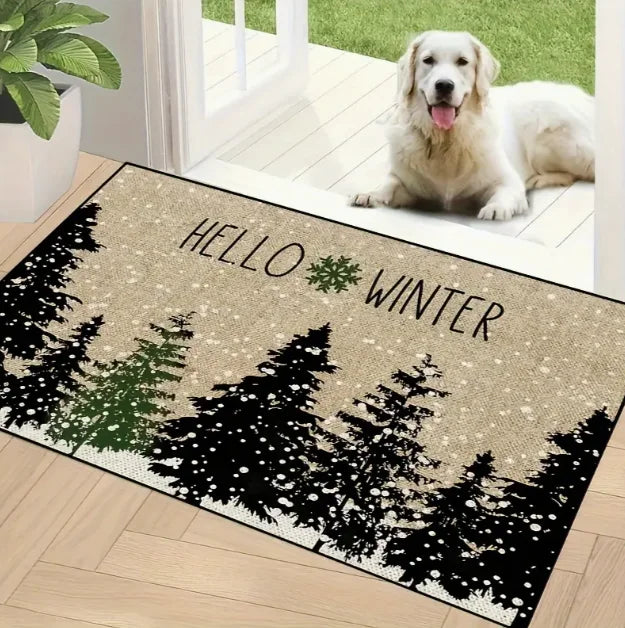 Cheerful Christmas Gnome Door Mat