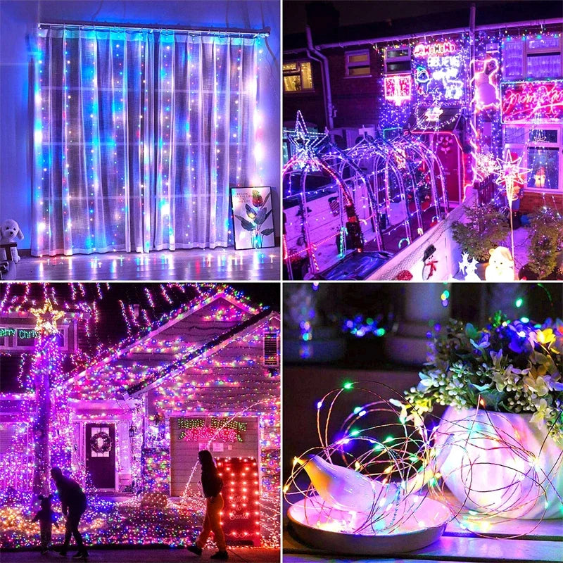 Solar Christmas Path Garland Lights