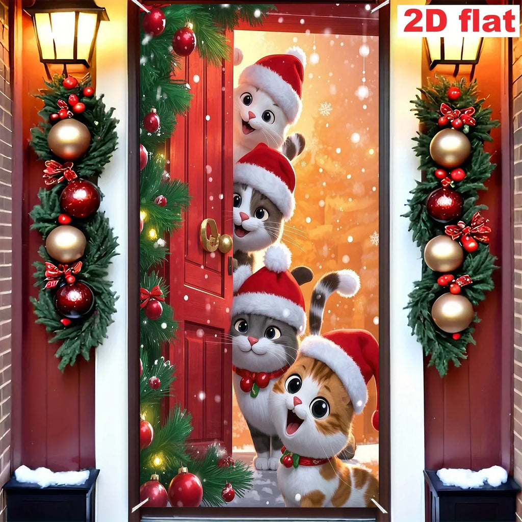 Christmas Cats Door Banner