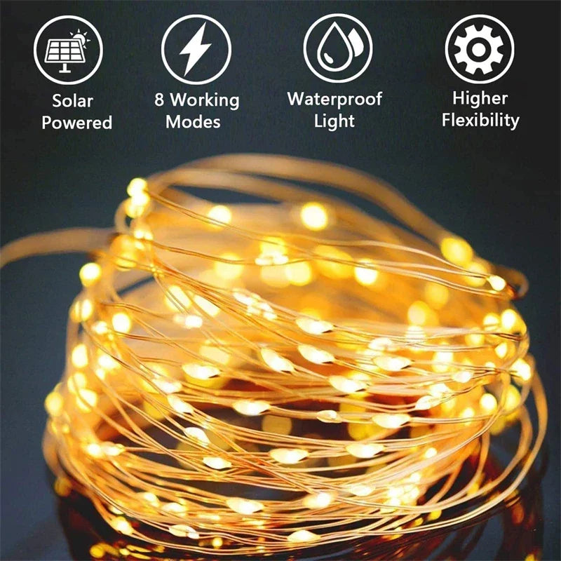 Solar Christmas Path Garland Lights