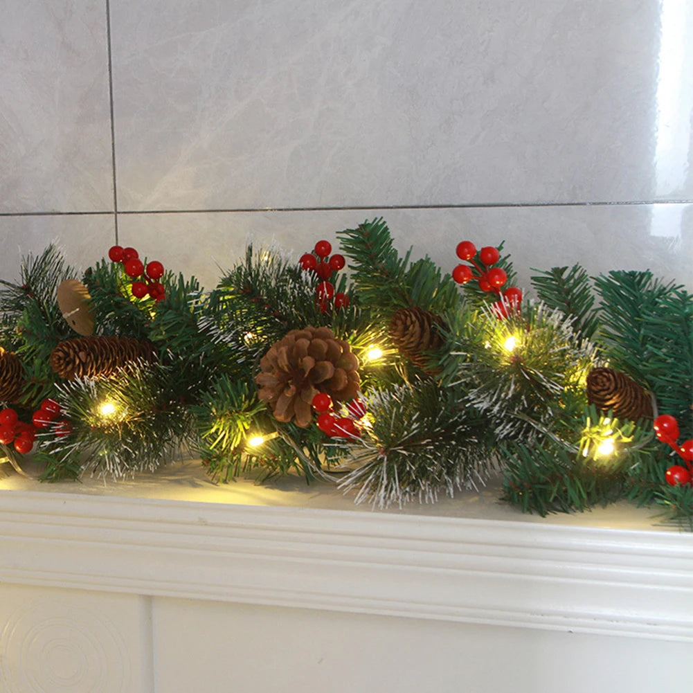 Christmas Pinecone & Red Berries Wreath Garland