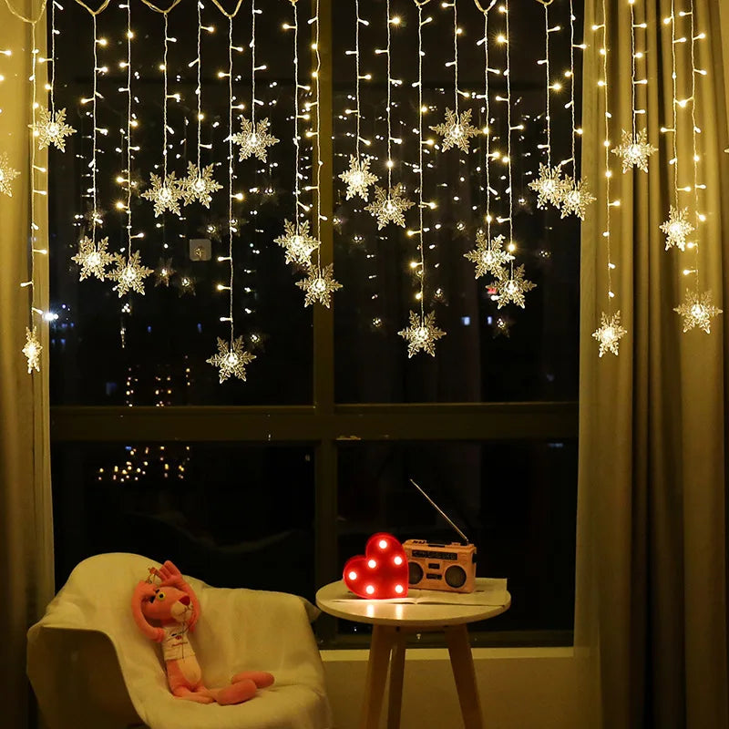 Christmas Snowflakes Flashing Curtain Holiday