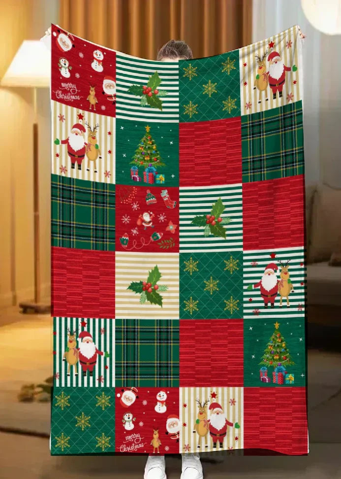 Red Sherpa Christmas Throw Blanket