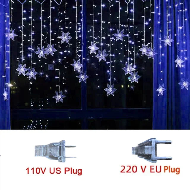 Christmas Snowflakes Flashing Curtain Holiday