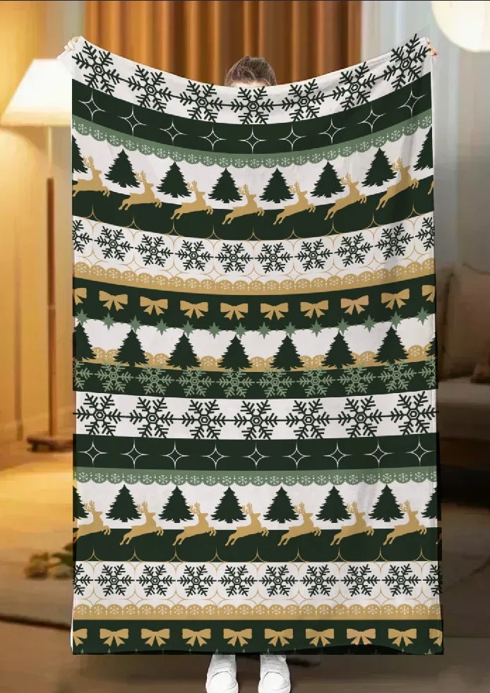 Red Sherpa Christmas Throw Blanket