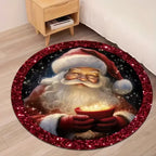 Santa Snowflake Round Holiday Rug