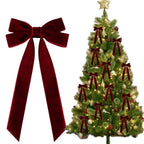 Velvet Bows Christmas Tree Decorations,Pink Large Topper