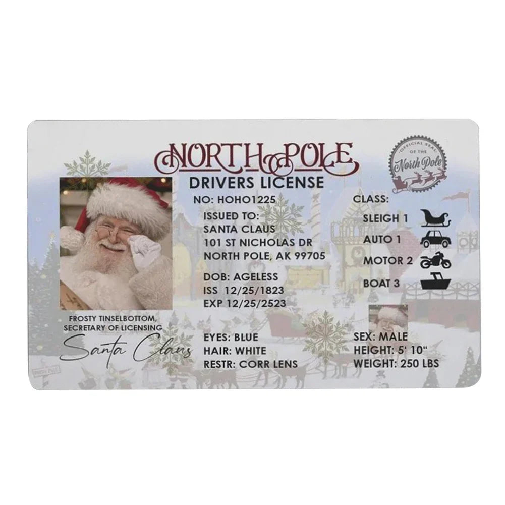 Cards Santa Claus Flying Licence Christmas Eve