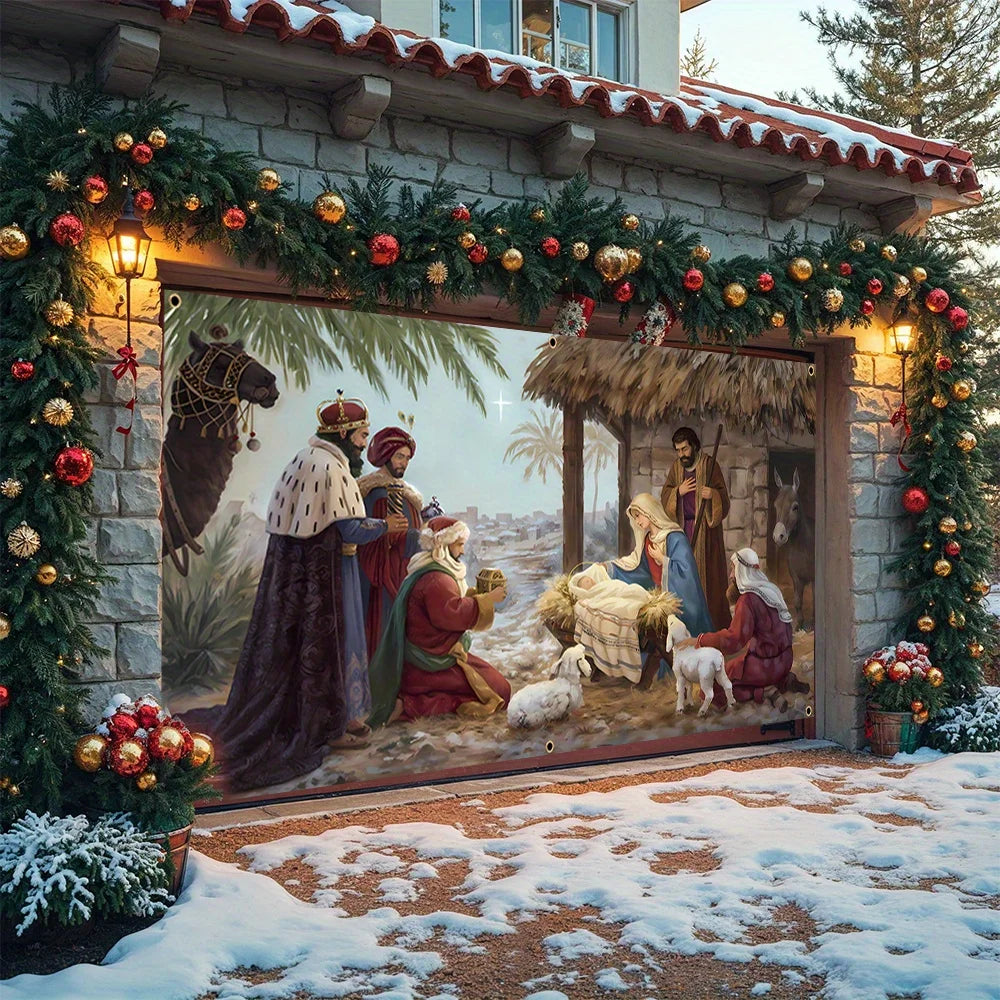 Christmas Jesus Birth Garage Door Banner