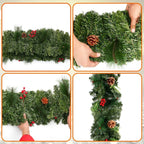 Christmas Garland Wreath With Pinecones Red Berries