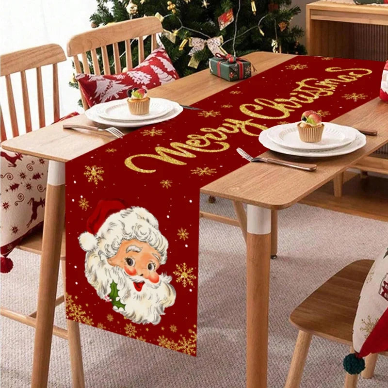 Santa Claus Christmas Table Runner Flag Noel
