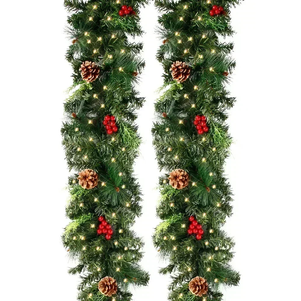 Christmas Garland Wreath With Pinecones Red Berries