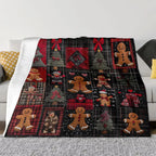 Vintage Christmas Gingerbread Man Blanket