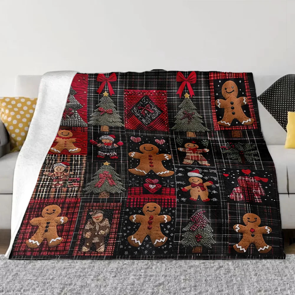 Vintage Christmas Gingerbread Man Blanket