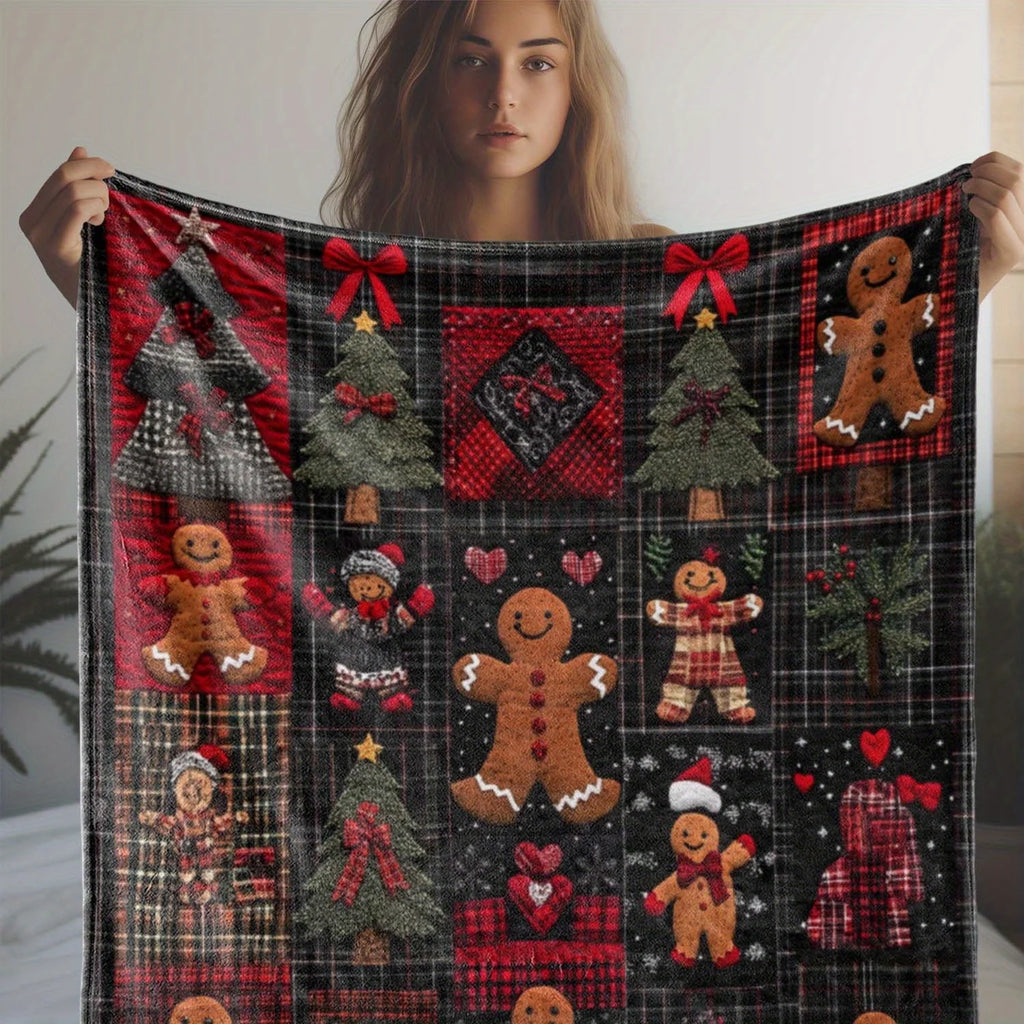 Vintage Christmas Gingerbread Man Blanket