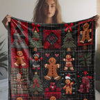 Vintage Christmas Gingerbread Man Blanket