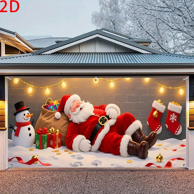 Christmas Santa Claus Garage Door Banner
