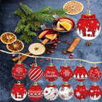 Red White Wooden Christmas Ball Ornament, Elk