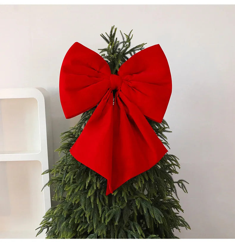 Christmas Bow Red Velvet Tree Toppers Ornament