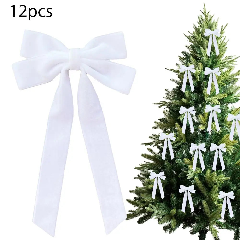 Velvet Bows Christmas Tree Decorations,Pink Large Topper
