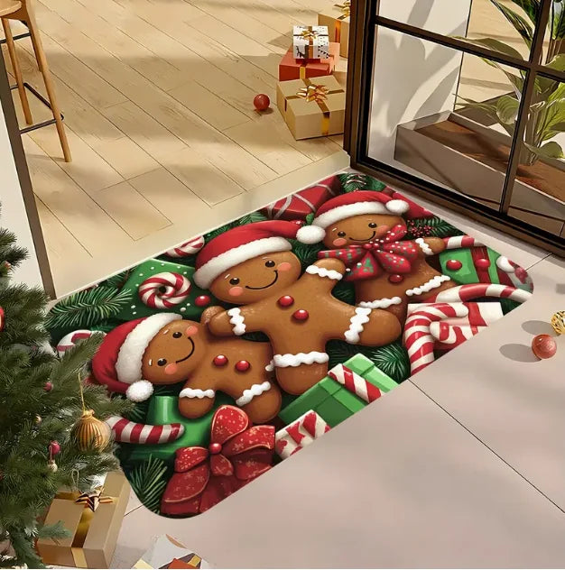 Cheerful Christmas Gnome Door Mat