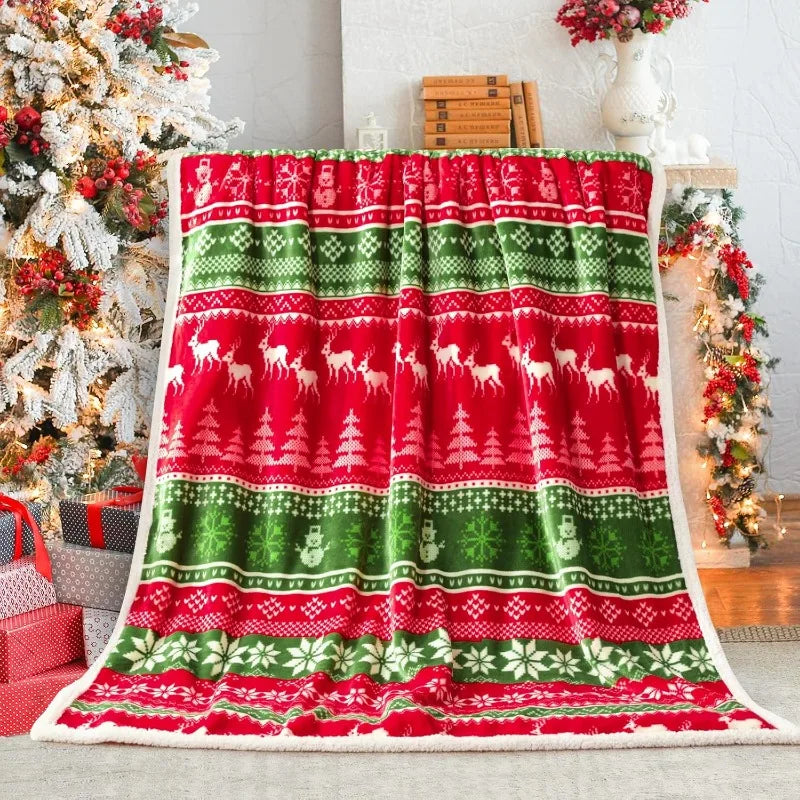 Red Sherpa Christmas Throw Blanket