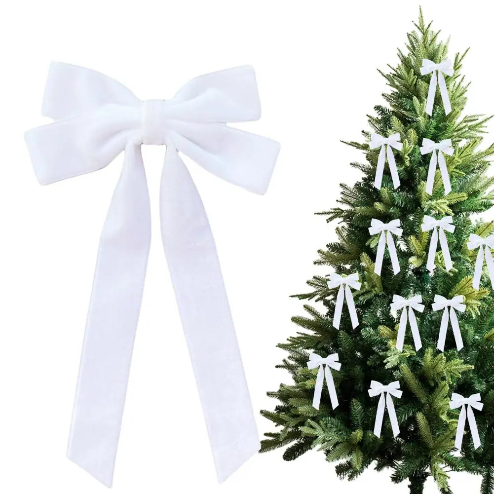 Velvet Bows Christmas Tree Decorations,Pink Large Topper