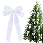 Velvet Bows Christmas Tree Decorations,Pink Large Topper