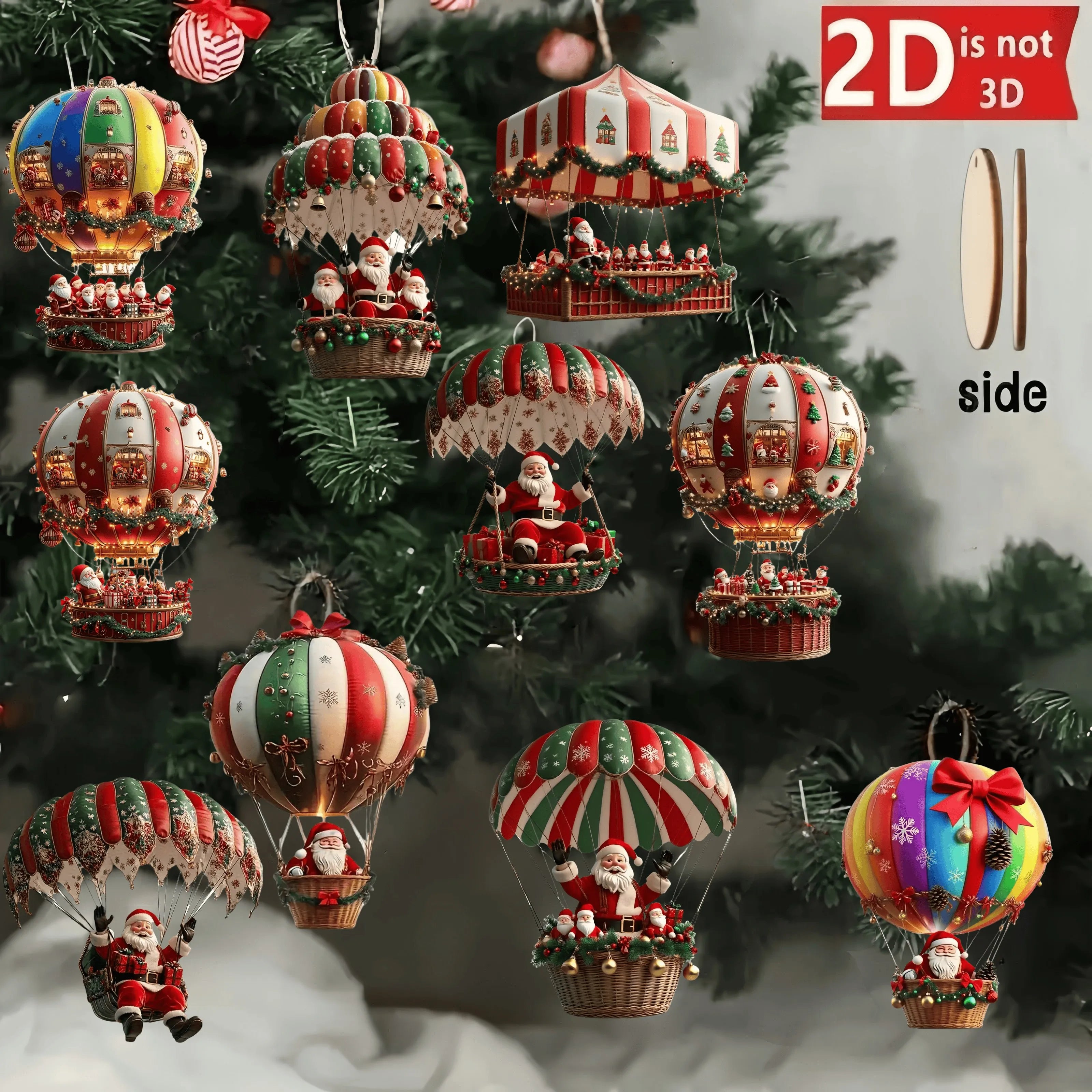 Santa Hot Air Balloon Ornaments